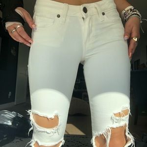 paige white ripped low waisted jeans